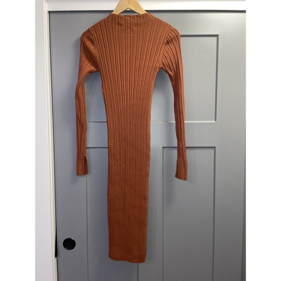 Adam Lippes Collective Side Button Midi Sweater Dress Rust Size Small - Picture 6 of 9